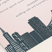 "Big City" - Foil-Pressed Menus in Blush by Hooray Creative - Detail