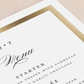 "Lasting love" - Foil-Pressed Menus in Gold by Stacey Meacham - Detail