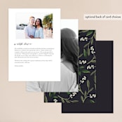 "Greenery Crown" - Foil-Pressed Menus in Navy by Susan Moyal - Back of Card Options