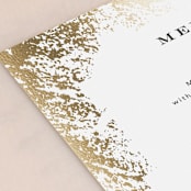 "Edgy Charm" - Foil-Pressed Menus in Ivory by Kimberly FitzSimons - Detail