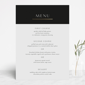 "New Monogram" - Foil-Pressed Menus in Licorice by Jessica Williams - Front
