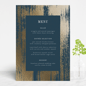 "Gold Leaf" - Foil-Pressed Menus in Indigo by Kelly Schmidt - Front