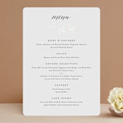 "Gilded Leaves" - Gloss-Press® Menus in Classic White by Kelly Schmidt - Front
