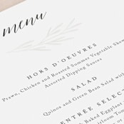 "Gilded Leaves" - Gloss-Press® Menus in Classic White by Kelly Schmidt - Detail