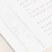 "Dazzling" - Gloss-Press® Menus in Opal by Phrosné Barwood - Detail