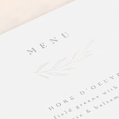 "Chic Wreath" - Gloss-Press® Menus in Cloud by Kelly Schmidt - Detail