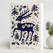 "Whimsical Stag" - Minted x The Met Holiday Cards in Indigo by Cass Loh - Folded Card