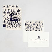 "Whimsical Stag" - Minted x The Met Holiday Cards in Indigo by Cass Loh - Assembled