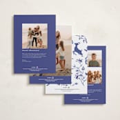 "Three Friends of Winter" - Minted x The Met Holiday Cards in Cobalt by Lucrecia Caporale - Back of Card Options