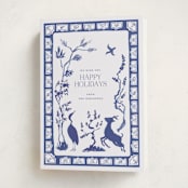 "Three Friends of Winter" - Minted x The Met Holiday Cards in Cobalt by Lucrecia Caporale - Folded Card