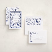 "Three Friends of Winter" - Minted x The Met Holiday Cards in Cobalt by Lucrecia Caporale - Assembled