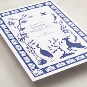 "Three Friends of Winter" - Minted x The Met Holiday Cards in Cobalt by Lucrecia Caporale - Detail