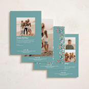 "Sprigged" - Minted x The Met Holiday Cards in Teal by Corinne Malesic - Back of Card Options