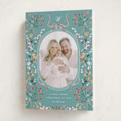 "Sprigged" - Minted x The Met Holiday Cards in Teal by Corinne Malesic - Folded Card