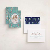"Sprigged" - Minted x The Met Holiday Cards in Teal by Corinne Malesic - Assembled