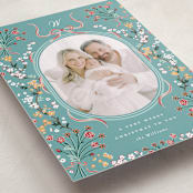 "Sprigged" - Minted x The Met Holiday Cards in Teal by Corinne Malesic - Detail