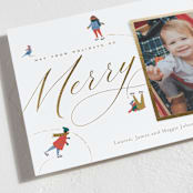 "Winter Pastimes" - Minted x The Met Holiday Cards in Candy Cane by Oscar and Emma - Karly Depew - Detail
