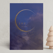"Moon" - Minted x The Met Holiday Cards in Cobalt by Lori Wemple - Front