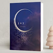 "Moon" - Minted x The Met Holiday Cards in Cobalt by Lori Wemple - Folded Card