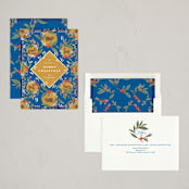 "Belles Heures" - Minted x The Met Holiday Cards in Azure by Jackie Crawford - Assembled