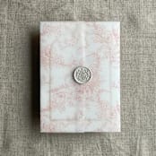 "Blush poppy floral toile printed vellum wrap for 5x7 card | pack of 10" - Invitation Jackets and Overlays in pink by Ivory Invitations