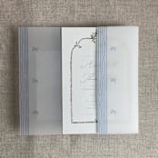 "Blue ribbons printed vellum wraps for 5x7 card | pack of 10" - Invitation Jackets and Overlays in blue by Ivory Invitations