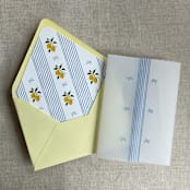 "Blue ribbons printed vellum wraps for 5x7 card | pack of 10" - Invitation Jackets and Overlays in blue by Ivory Invitations