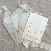 "Yellow dandelions vellum jackets for invitations | Set of 10" - Invitation Jackets and Overlays in yellow by Maria Ferrer G.