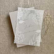 "Hydrangea white ink print vellum overlay for 5x7 card | pack of 10" - Invitation Jackets and Overlays in white by Ivory Invitations