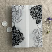 "Black Hydrangea floral printed vellum wrap for 5x7 card | pack of 10" - Invitation Jackets and Overlays in black by Ivory Invitations