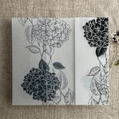 "Black Hydrangea floral printed vellum wrap for 5x7 card | pack of 10" - Invitation Jackets and Overlays in black by Ivory Invitations