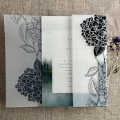 "Black Hydrangea floral printed vellum wrap for 5x7 card | pack of 10" - Invitation Jackets and Overlays in black by Ivory Invitations