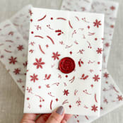 "Red Christmas vellum wrap | Set of 10" - Invitation Jackets and Overlays in red by Maria Ferrer G.