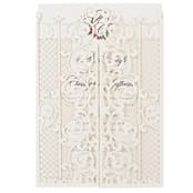 "Elegant Cream Laser Cut Invitation Cover for 5x7 Card | Set of 10 | Envelopes Included" - Invitation Jackets and Overlays in beige by Self Stationery