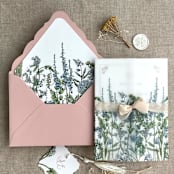 "Blue bell blossom floral printed vellum wrap for 5x7 card | pack of 10" - Invitation Jackets and Overlays in blue by Ivory Invitations
