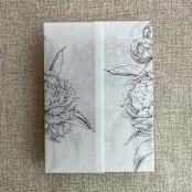 "Slate etched grand peony floral printed vellum wrap for 5x7 card  | pack of 10" - Invitation Jackets and Overlays in gray by Ivory Invitations