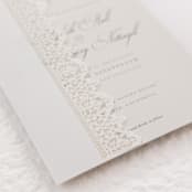 "Laser cut lace vellum jacket, Set of 10" - Invitation Jackets and Overlays in white by Self Stationery