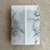 "Forest etched grand peony floral printed vellum wrap for 5x7 card  | pack of 10" - Invitation Jackets and Overlays in green by Ivory Invitations