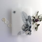 "Dark Navy floral Chelsea tropical flowers and leaves printed vellum wrap for 5x7 card | pack of 10" - Invitation Jackets and Overlays in blue by Ivory Invitations