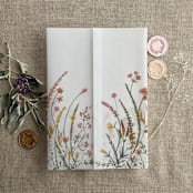 "Pink and yellow floral colorful English botanical garden vellum wrap for 5x7 card  | pack of 10" - Invitation Jackets and Overlays in multicolor by Ivory Invitations