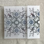 "Blue enchanted forest printed vellum wrap for 5x7 card | pack of 10" - Invitation Jackets and Overlays in blue by Ivory Invitations