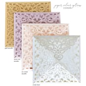 "Custom Lace Laser Cut Square Elegant Cover  | Set of 10 | Envelopes Included" - Invitation Jackets and Overlays in white by Self Stationery