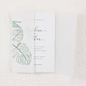 "Green Foil, Tropical Real Greenery Vellum Wraps for 5x7 Card, Set of 10" - Invitation Jackets and Overlays in green by Self Stationery
