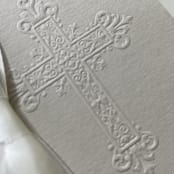 "Outer Program Cover with Sculpt Embossed Cross | Set of 50" - Invitation Jackets and Overlays in gray by Christopher Neubauer