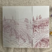 "Mauve vineyard landscape sketch printed vellum wrap for 5x7 card | pack of 10" - Invitation Jackets and Overlays in pink by Ivory Invitations