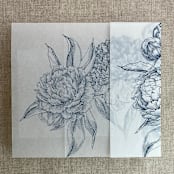 "Navy etched grand peony floral printed vellum wrap for 5x7 card  | pack of 10" - Invitation Jackets and Overlays in blue by Ivory Invitations