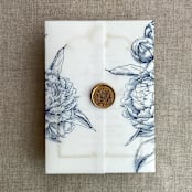 "Navy etched grand peony floral printed vellum wrap for 5x7 card  | pack of 10" - Invitation Jackets and Overlays in blue by Ivory Invitations