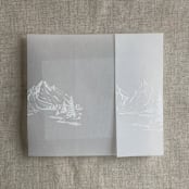 "White ink mountain sketch printed vellum wrap for 5x7 card | pack of 10" - Invitation Jackets and Overlays in white by Ivory Invitations