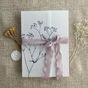 "Minimalist baby's breath flower navy color printed vellum wrap for 5x7 card  | pack of 10" - Invitation Jackets and Overlays in blue by Ivory Invitations