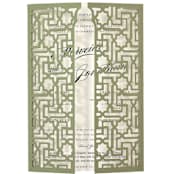 "Custom Laser Cut Cover for 5x7 Invitation | Set of 10 | Envelopes Included" - Invitation Jackets and Overlays in green by Self Stationery